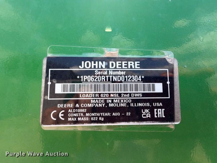image for item FK5098 2022 John Deere 620R loader