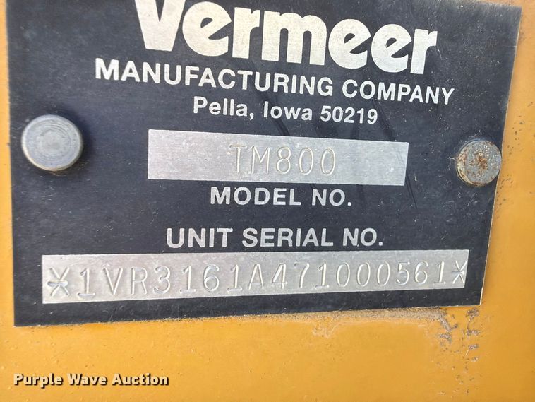 image for item FK5110 2007 Vermeer Rebel TM800 disc mower