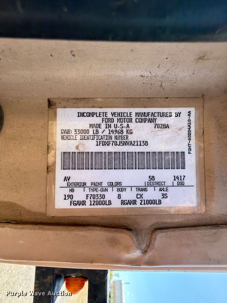 image for item FK5122 1992 Ford F700 dump flatbed truck
