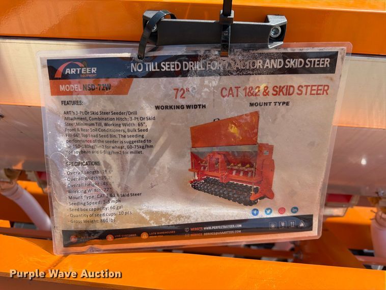 image for item MQ9074 2026 Arteer NAS-72W seeder