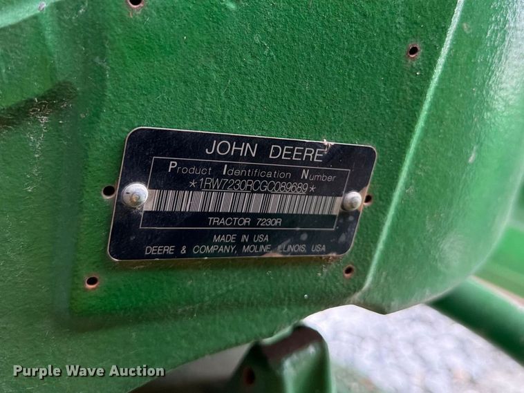 image for item YA4894 2016 John Deere 7230R MFWD tractor