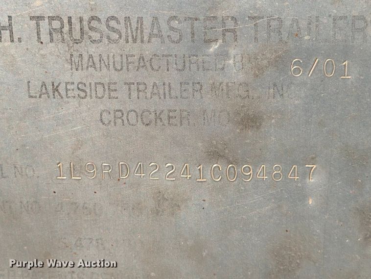 image for item DU1538 2001 J.D.H. Trussmaster tilt-deck truss trailer