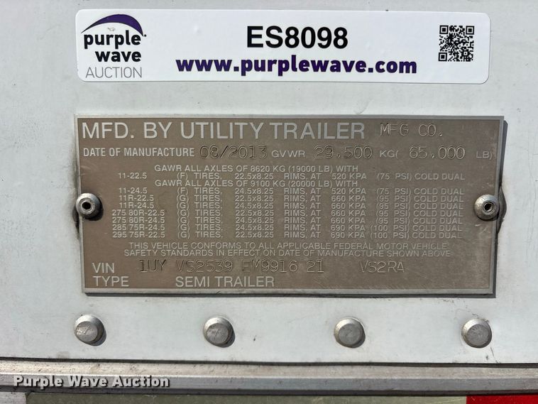 image for item ES8098 2014 Utility Trailer Mfg. Co. refrigerated van trailer