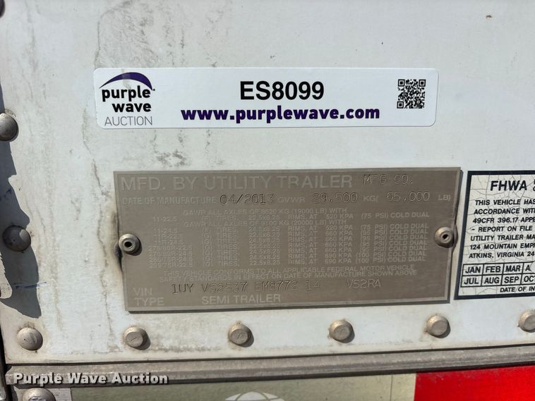 image for item ES8099 2014 Utility Trailer Mfg. Co. refrigerated van trailer