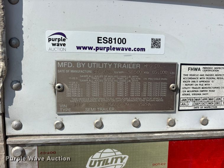 image for item ES8100 2014 Utility Trailer Mfg. Co. refrigerated van trailer