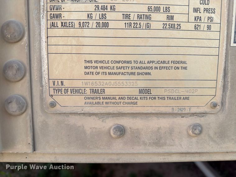 image for item EW8654 2017 Wilson PSDCL-402P livestock trailer