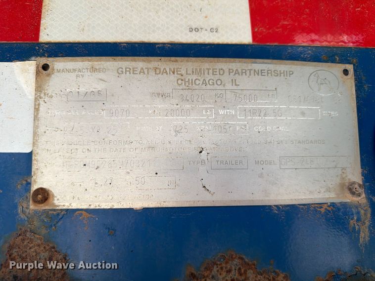 image for item EW8697 2005 Great Dane GPS-248102 flatbed trailer