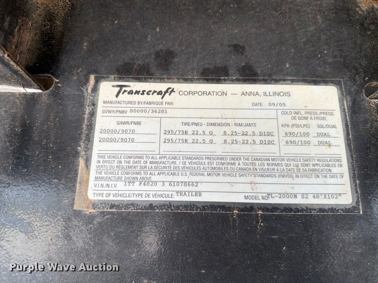 image for item EW8698 2006 Transcraft TL-2000N S2 flatbed trailer