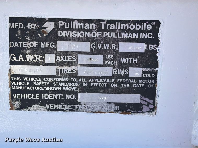 image for item FB5077 1979 Pullman Trailmobile flatbed trailer