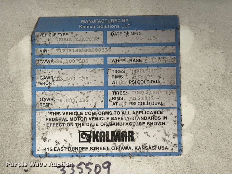 image for item FG3002 2015 Kalmar Ottawa T2 yard truck