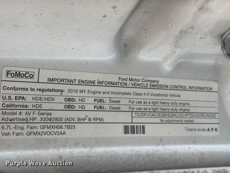 image for item FG3004 2016 Ford F550 crew cab box truck