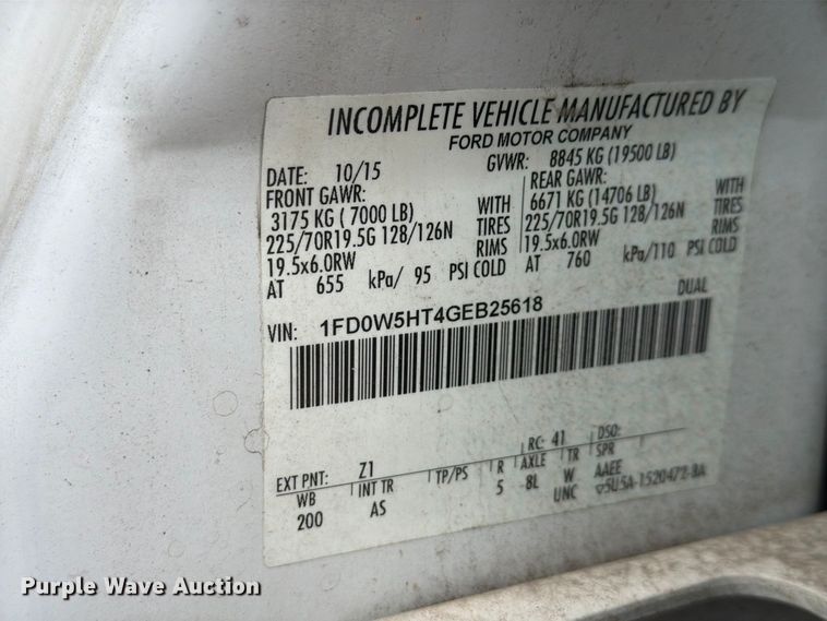 image for item FG3004 2016 Ford F550 crew cab box truck