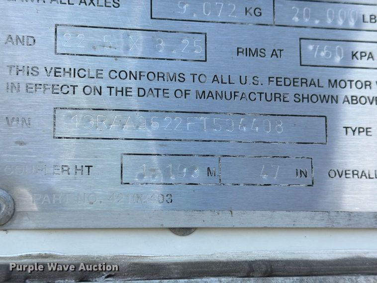 image for item FK4147 2015 Great Dane dry van trailer