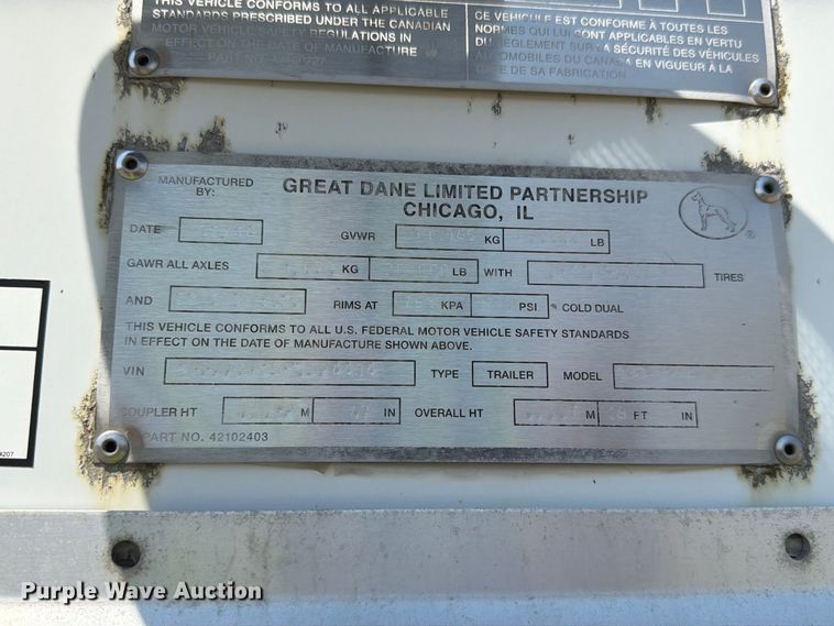 image for item FK4149 2015 Great Dane dry van trailer
