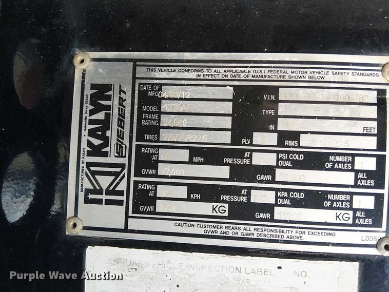 image for item NU9717 2013 Kalyn Siebert lowboy equipment trailer