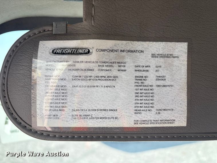 image for item YA3925 2020 Freightliner Business Class M2 box truck