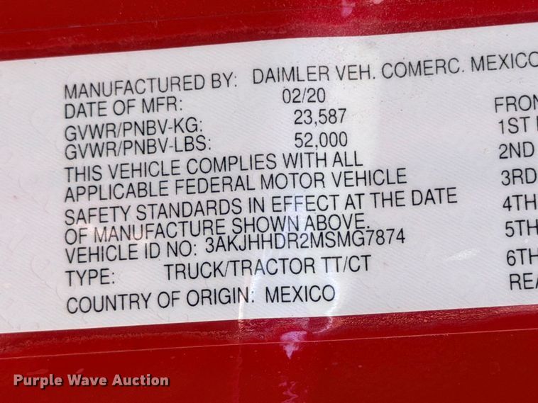 image for item YA4020 2021 Freightliner Cascadia 126 semi truck