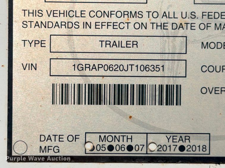 image for item YA4462 2018 Great Dane CCC-3314-01053 dry van trailer