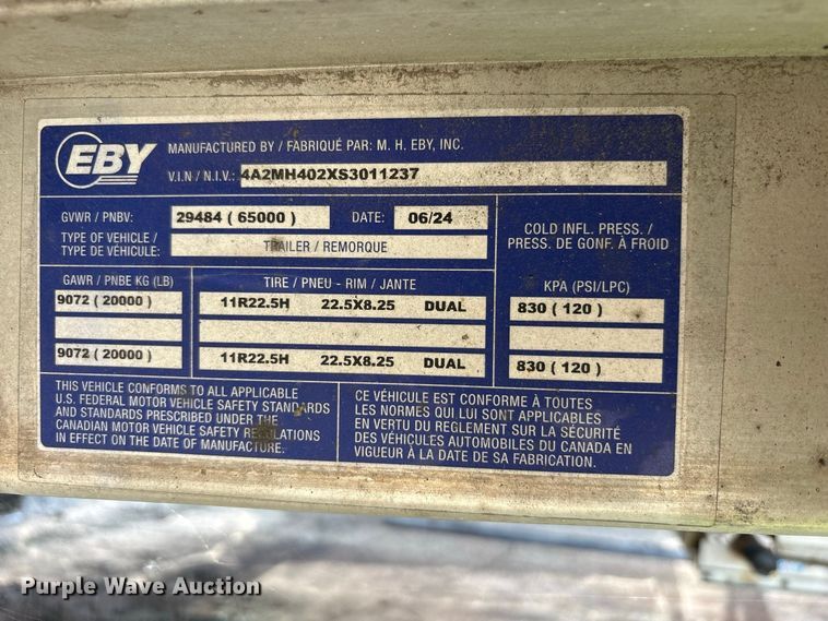 image for item YA4899 2025 EBY Generation grain trailer