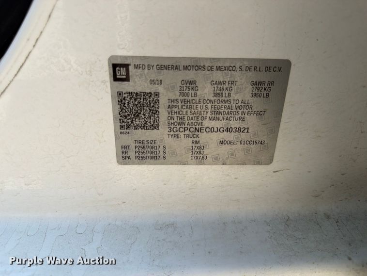 image for item DN6677 2018 Chevrolet Silverado 1500 Crew Cab pickup truck