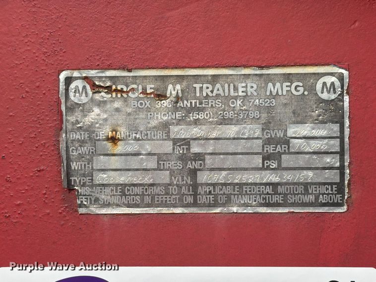 image for item DV2072 2000 Circle M equipment trailer