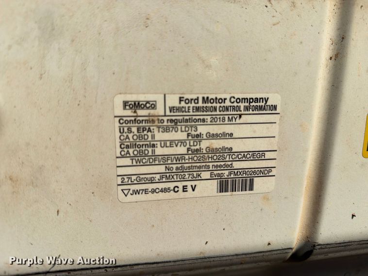 image for item DV8646 2018 Ford F150 Ext. Cab pickup truck