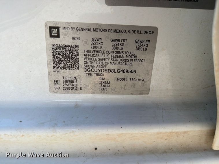 image for item DV8648 2020 Chevrolet Silverado 1500 Crew Cab pickup truck