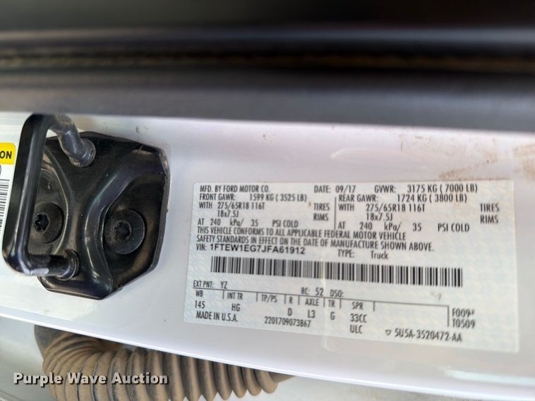 image for item DV8650 2018 Ford F150 Crew Cab pickup truck