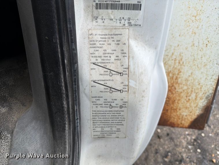 image for item DZ4784 2007 Ford F450 Super Duty XL utility / service truck