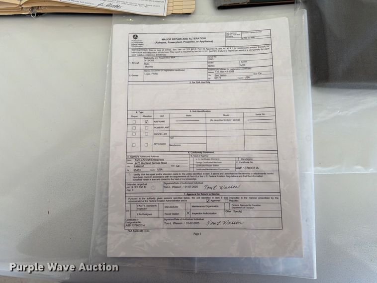 image for item EA0440 1964 Mooney M-20C airplane