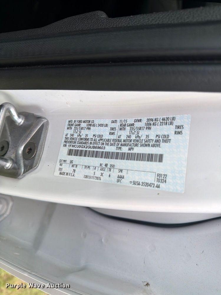 image for item EF1365 2016 Ford Escape SUV