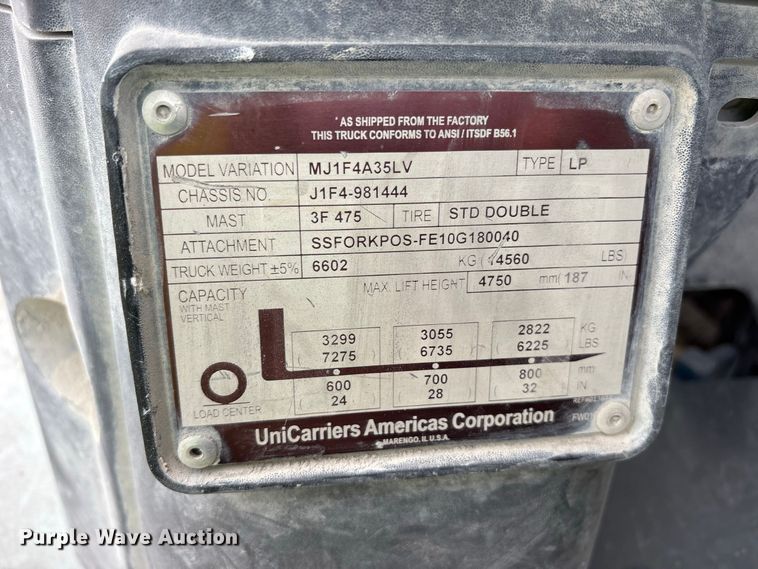 image for item ES8097 2016 UniCarriers PF80YLP forklift