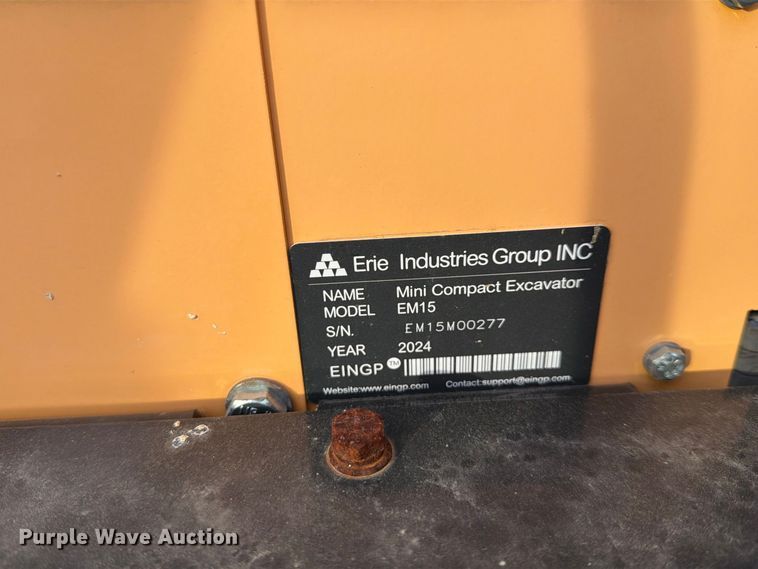image for item EU1557 2024 Erie Industries EM15 mini excavator