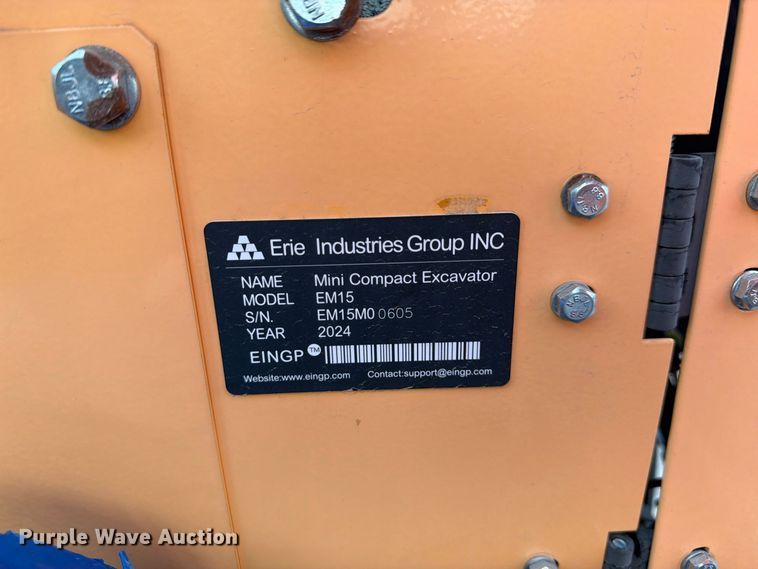 image for item EU1559 2024 Erie Industries EM15 mini excavator