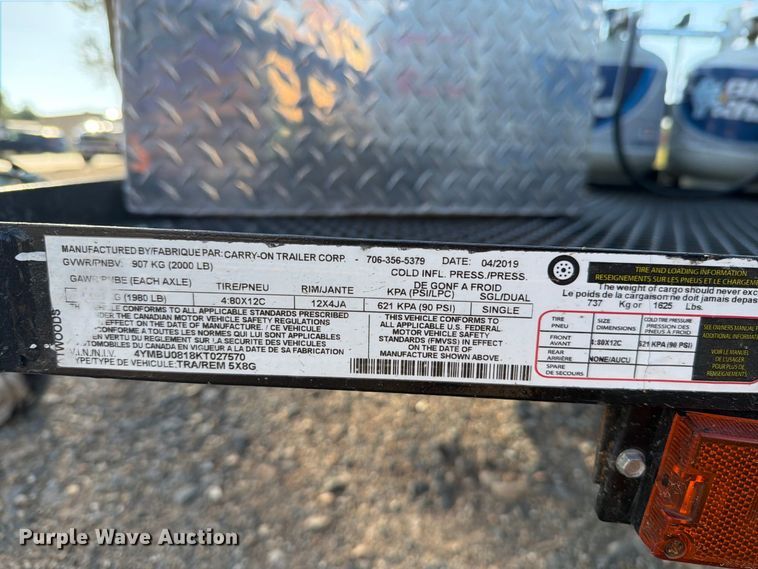 image for item EU5901 2019 Carry-on Trailer Corp. utility trailer