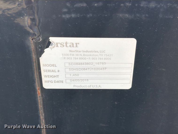 image for item EW8807 Norstar SD084843802_16785 utility bed