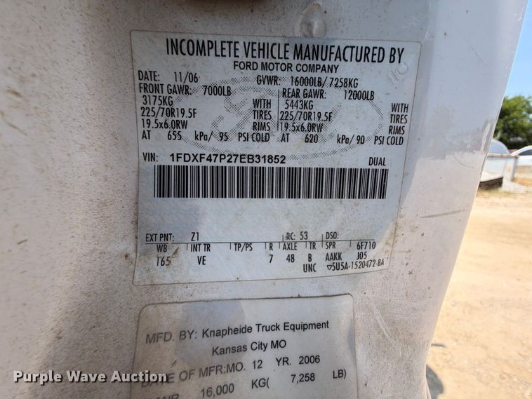 image for item EX2585 2007 Ford F450 Super Duty dump truck