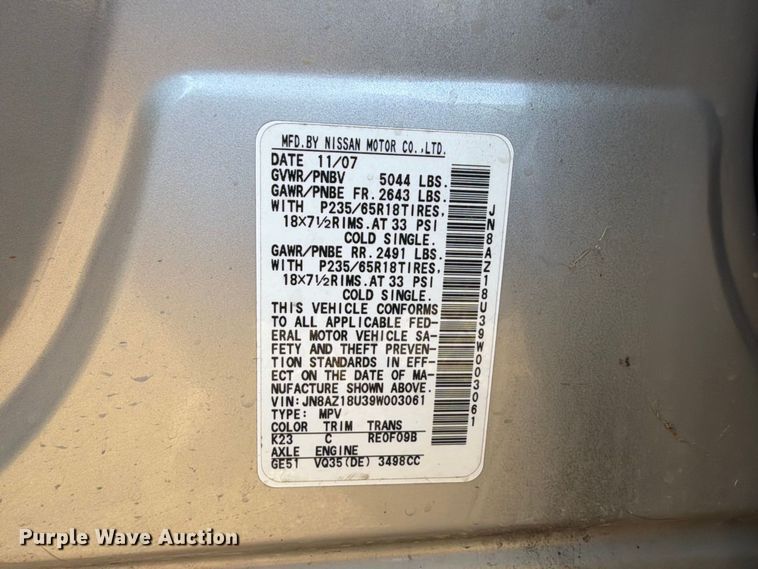 image for item EX2590 2009 Nissan Murano SUV