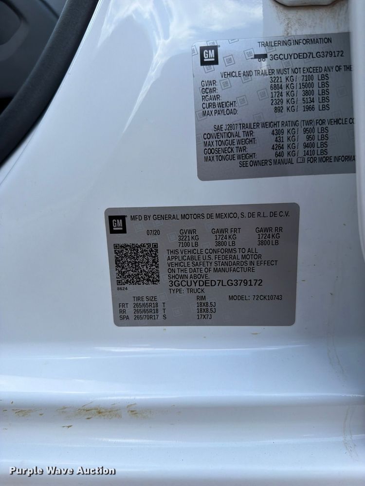 image for item EX2603 2020 Chevrolet Silverado 1500 Crew Cab pickup truck