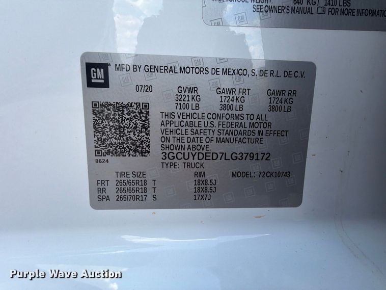 image for item EX2603 2020 Chevrolet Silverado 1500 Crew Cab pickup truck