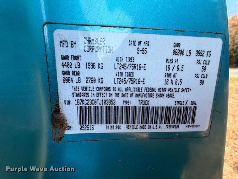 image for item EX2606 1996 Dodge Ram 2500 Ext. Cab pickup truck