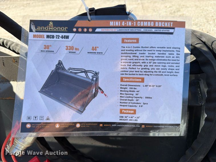 image for item EX4166 LandHonor MCB-72-44W compact utility loader 4-in-1 bucket