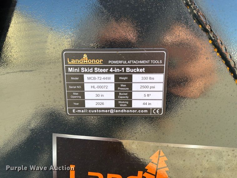 image for item EX4166 LandHonor MCB-72-44W compact utility loader 4-in-1 bucket