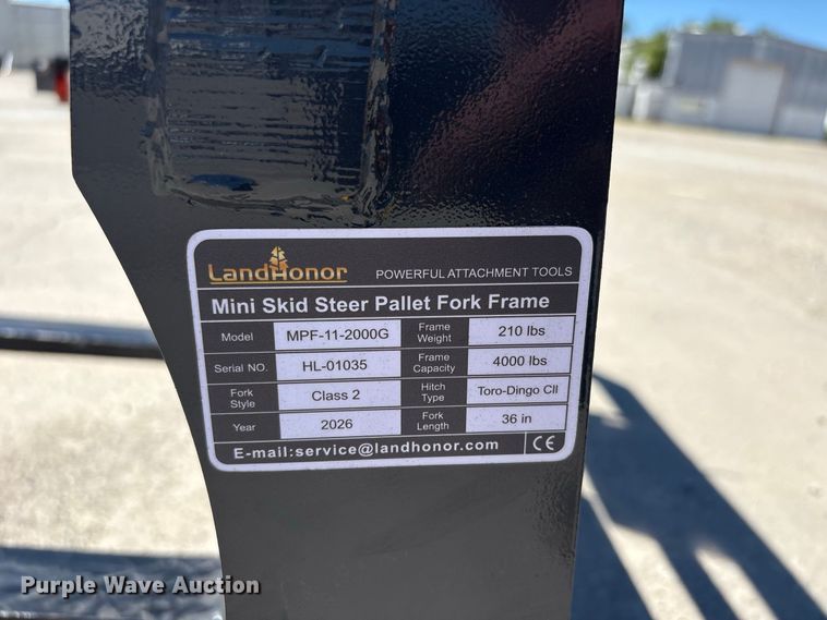 image for item EX4224 2026 LandHonor MPF-11-2000G compact skid steer forks