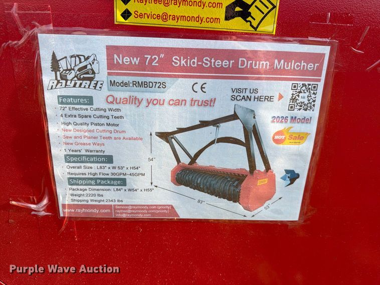 image for item EX4249 Raytree RMBD72 skid steer mulcher
