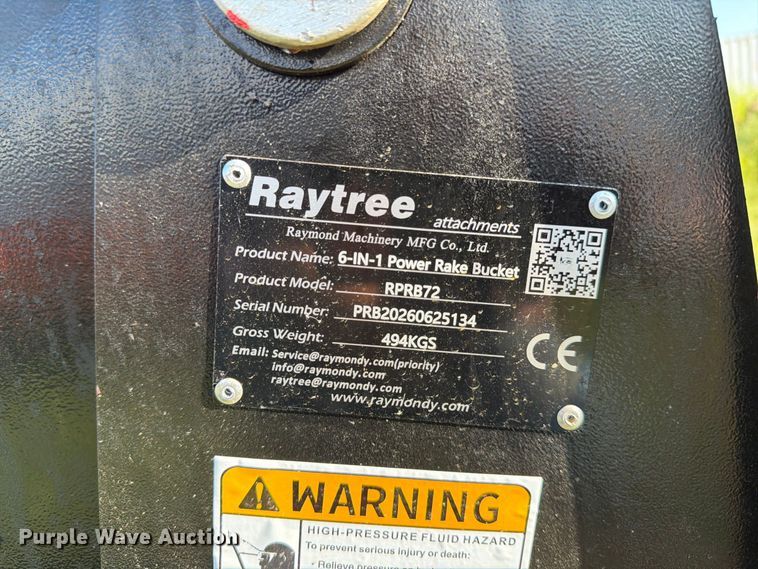 image for item EX4253 Raytree RPRB72 skid steer 6-in1 power rake bucket