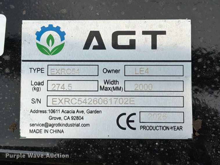 image for item EX4260 2026 AGT EXRC54 excavator brush mower