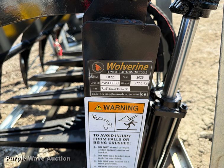 image for item EX4278 Wolverine LR72 skid steer root grapple bucket