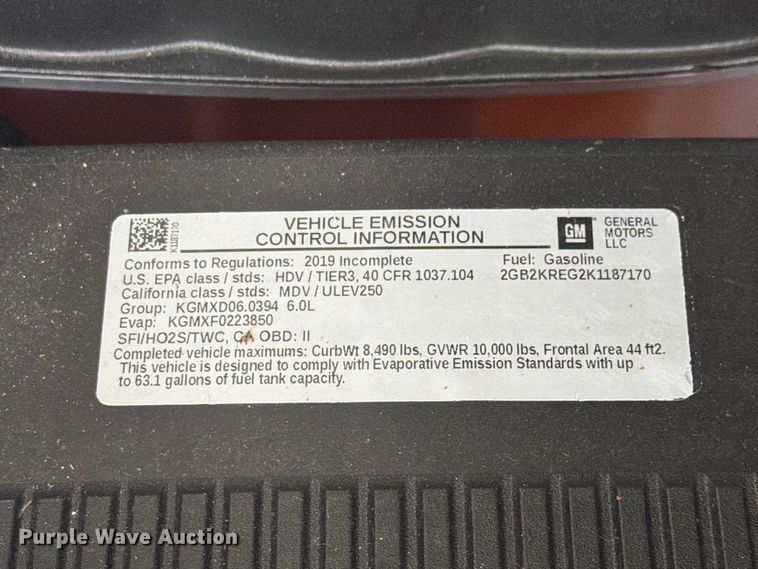 image for item EX4603 2019 Chevrolet Silverado 2500HD Ext. Cab utility bed pickup truck