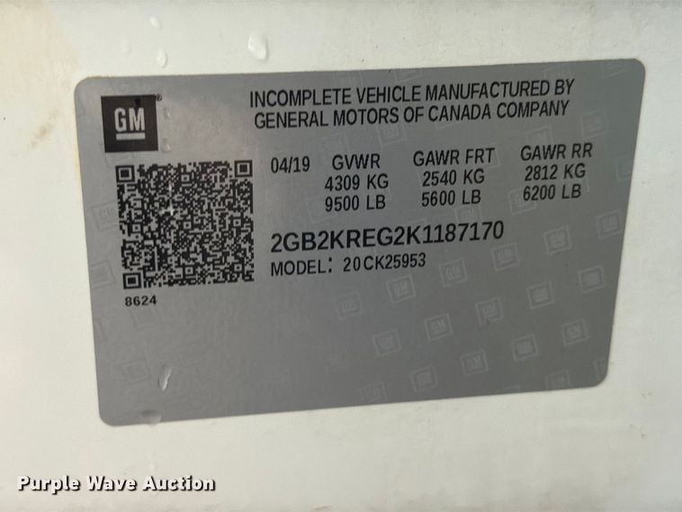 image for item EX4603 2019 Chevrolet Silverado 2500HD Ext. Cab utility bed pickup truck